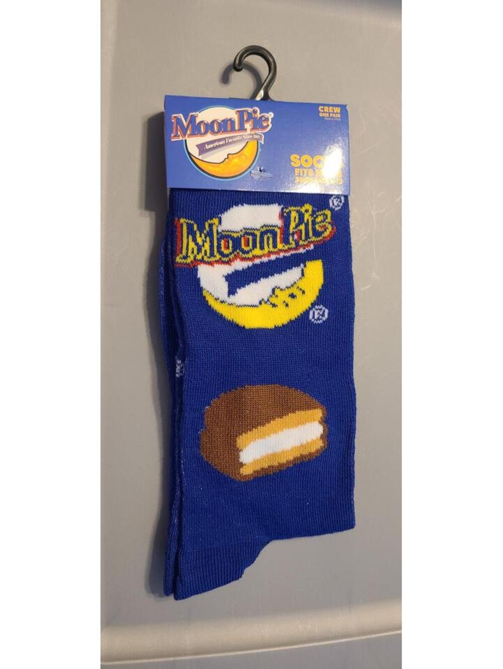 MoonPie Crew Socks Blue with MoonPie Logo and Snack Design